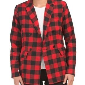 Morrisday the Label red buffalo plaid blazer XS NWT